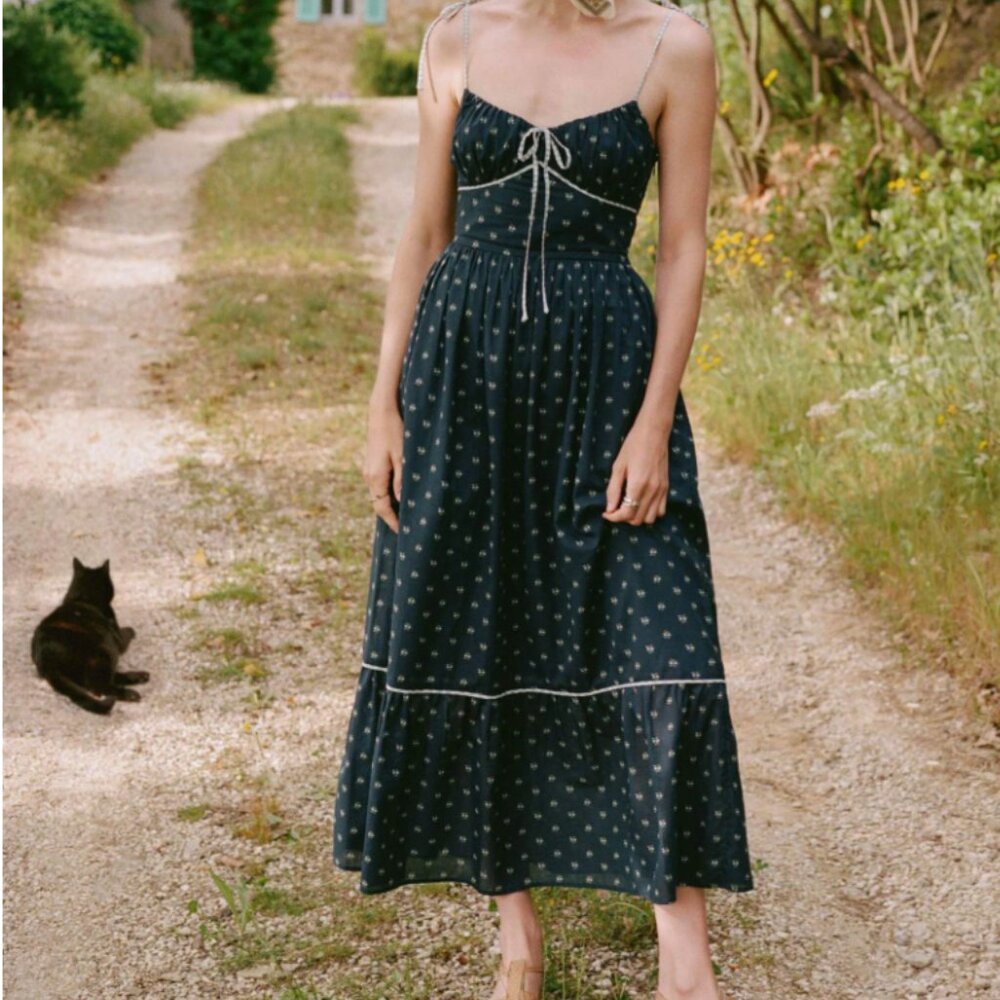 Christy Dawn antara dress blueberry dot size large NWOT